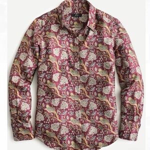~NEW~ J.CREW Collection 100% Silk Twill Shirt in Jungle Cat Print Size 4